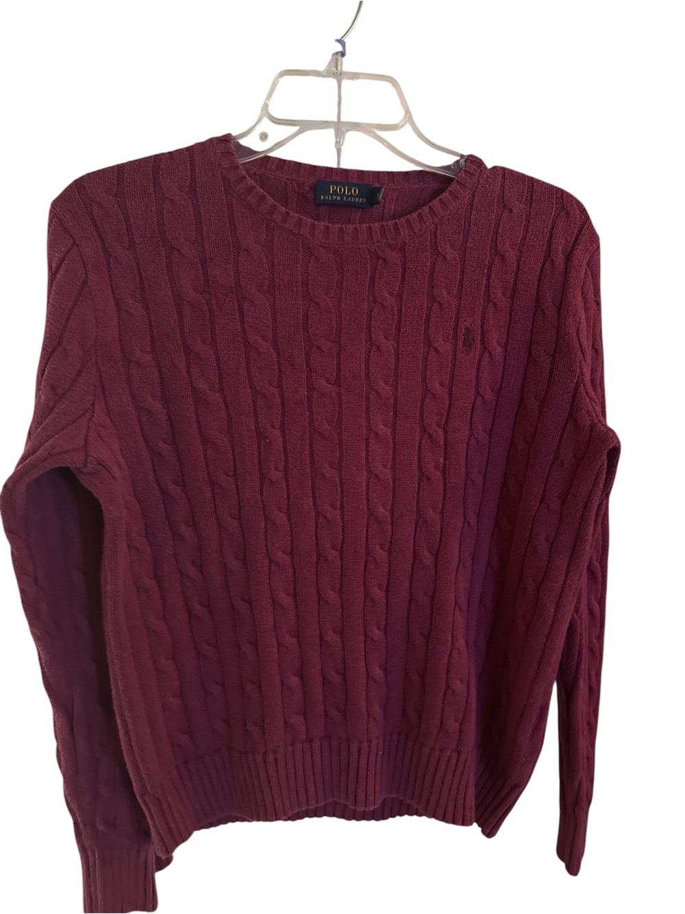 Ralph Lauren Women's Cable-Knit Crewneck Sweater in Burgundy